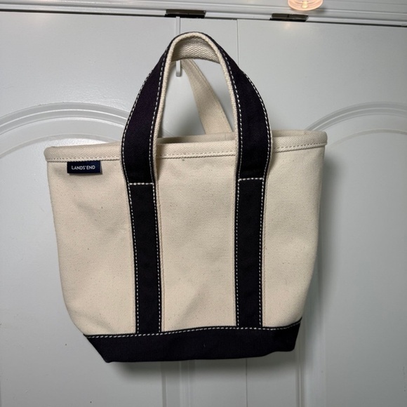 Lands' End Handbags - Lands' End Black and Cream Canvas Tote